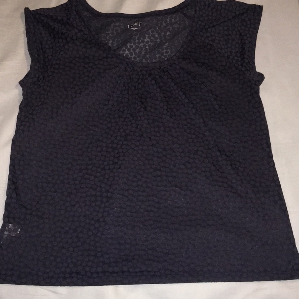 Loft Navy Polka Dot Top